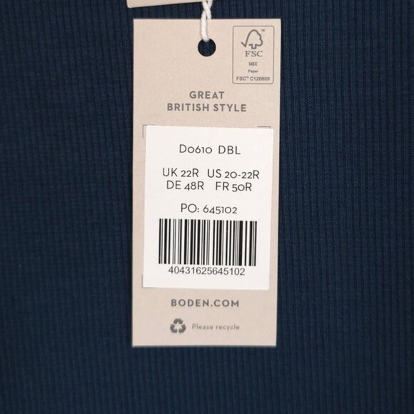 NWT Boden Racer Rib Jersey Midi Dress Sleeveless Fitted Size 20/22R Green D0610 - Picture 13 of 13